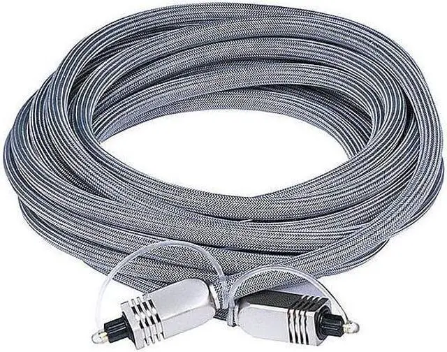 Alt view image 4 of 8 - Monoprice Premium S/PDIF (Toslink) Digital Optical Audio Cable - Silver - 15 Feet | Heavy Duty Mesh Jacket, Metal Connector Heads, For Play Station, Xbox one, Home theater & More Gray