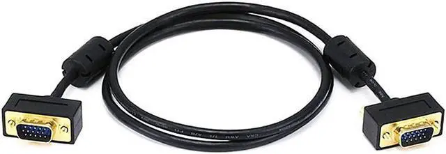 Alt view image 8 of 14 - Monoprice Ultra Slim SVGA Super VGA Male to Male Monitor Cable - 3 Feet With Ferrites | 30/32AWG, Gold Plated Connector