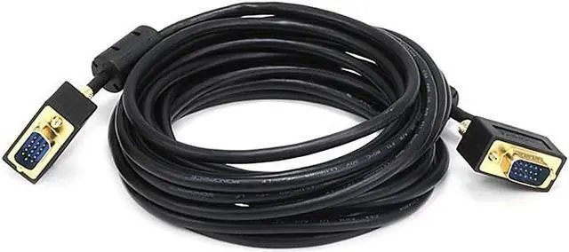 Alt view image 9 of 12 - Monoprice 15ft Ultra Slim SVGA Super VGA 30/32AWG M/M Monitor Cable with Ferrites (Gold Plated Connector)