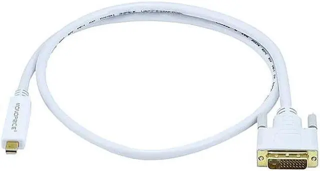 Alt view image 4 of 8 - Monoprice 3ft Gold Plated 32AWG Mini DisplayPort to DVI Cable - White