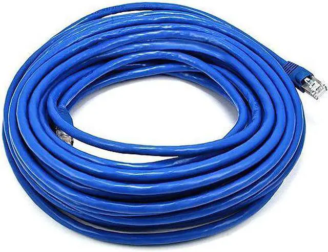Alt view image 8 of 19 - Monoprice Cat6A Ethernet Patch Cable - 50 Feet - Blue | Snagless RJ45, Stranded, 550Mhz, STP, Pure Bare Copper Wire, 10G,26AWG
