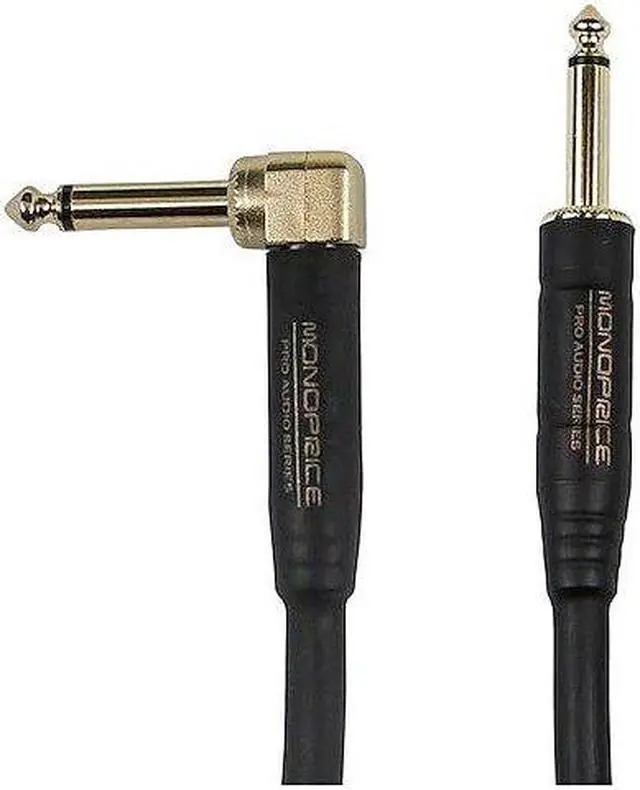 Alt view image 14 of 16 - Monoprice Braided Cloth 1/4 Inch (TS) Male Straight to Right Angle 20AWG Guitar/Instrument Cable Cord - 20 Feet- Blue Pattern (Gold Plated)