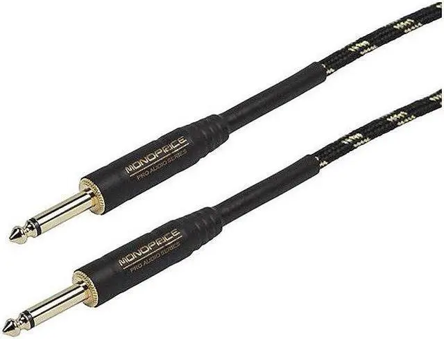Alt view image 15 of 16 - Monoprice Braided Cloth 1/4 Inch (TS) Male Straight to Right Angle 20AWG Guitar/Instrument Cable Cord - 20 Feet- Blue Pattern (Gold Plated)