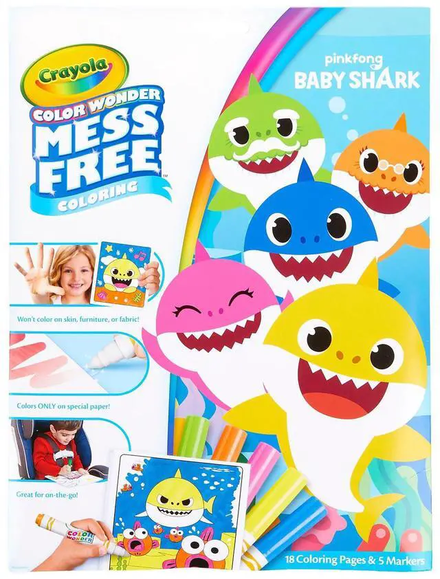 Alt view image 8 of 16 - Crayola Baby Shark Wonder Pages Mess Free Coloring Gift, Kids Indoor Activities at Home