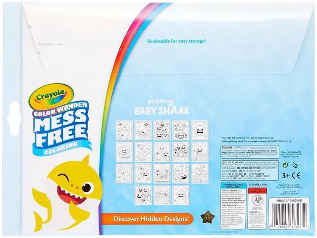 Alt view image 9 of 16 - Crayola Baby Shark Wonder Pages Mess Free Coloring Gift, Kids Indoor Activities at Home