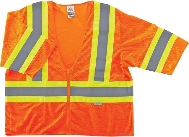 Alt view image 2 of 5 - Ergodyne GloWear 8330Z Class 3 Hi-Visibility Two-Tone Vest Orange Small/Medium