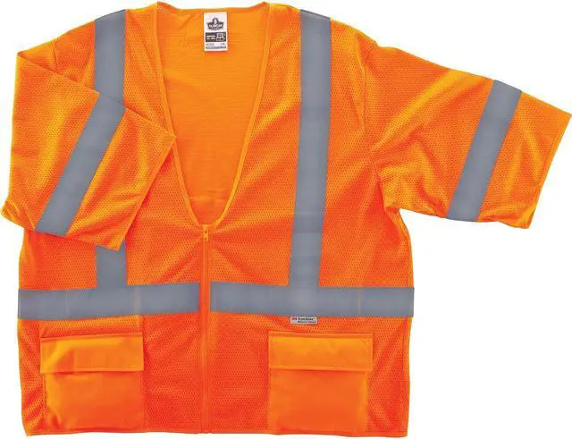 Alt view image 2 of 5 - Ergodyne GloWear 8320Z Class 3 Hi-Visibility Standard Vest Orange Large/XL 22115