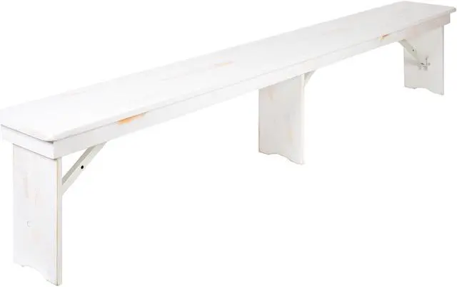 Alt view image 8 of 20 - HERCULES Series 8' x 12" Antique Rustic Solid White Pine Folding Farm Bench with 3 Legs