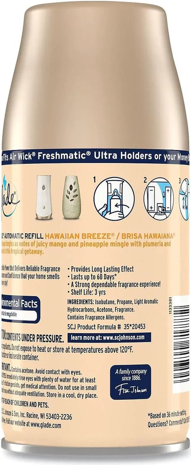 Alt view image 13 of 14 - Glade 71777 Automatic Air Freshener Refill, 6.2 oz Aerosol Can, Colorless