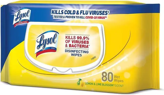 Alt view image 10 of 11 - Lysol Disinfecting Wipes Flatpacks, 6.69 x 7.87, Lemon and Lime Blossom, 80 Wipes/Flat Pack, 6 Flat Packs/Carton RAC99716CT