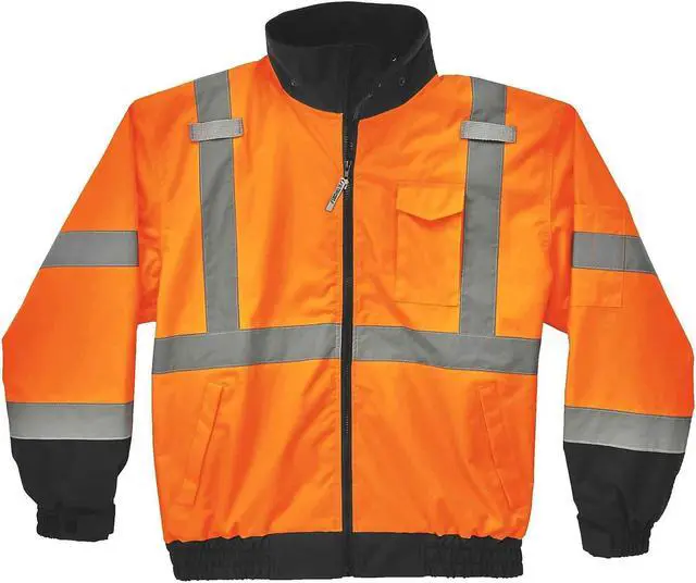 Alt view image 2 of 4 - 8379 4XL Orange Type R Class 3 Fleece Lined Bomber Jacket