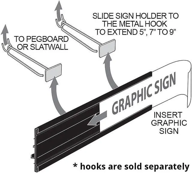Alt view image 3 of 7 - Azar Displays Extended Graphic Sign Holder 9 x 36-inch 600936-BLK