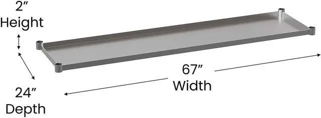 Alt view image 11 of 14 - Galvanized Under Shelf for Prep and Work Tables - Adjustable Lower Shelf for 30" x 72" Stainless Steel Tables
