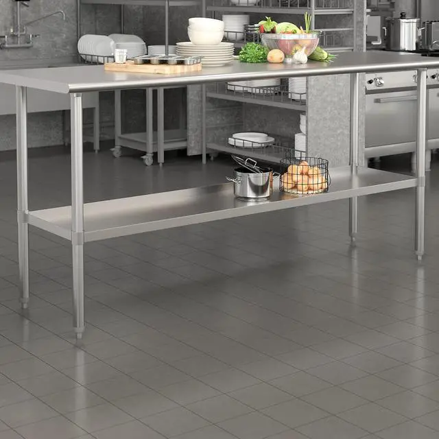 Alt view image 8 of 14 - Galvanized Under Shelf for Prep and Work Tables - Adjustable Lower Shelf for 30" x 72" Stainless Steel Tables
