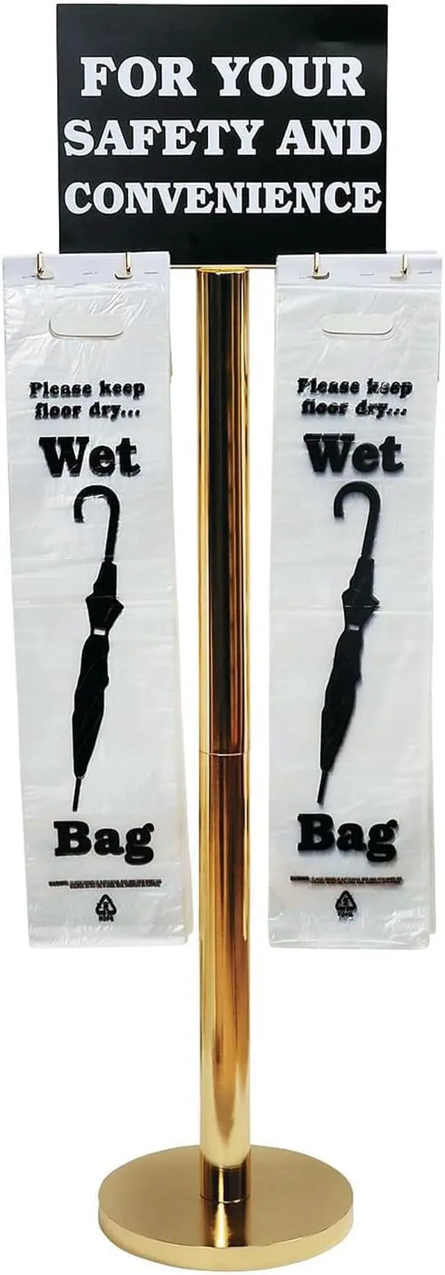 Alt view image 6 of 6 - Tatco - 57029 - Wet Umbrella Bag Stand, 16w x 12d x 54-1/2h, Brass-Plated Metal