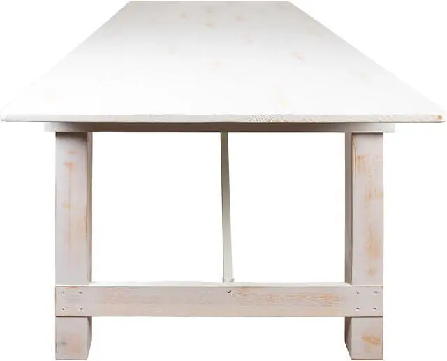Alt view image 13 of 13 - HERCULES Series 9' x 40" Rectangular Antique Rustic White Solid Pine Folding Farm Table