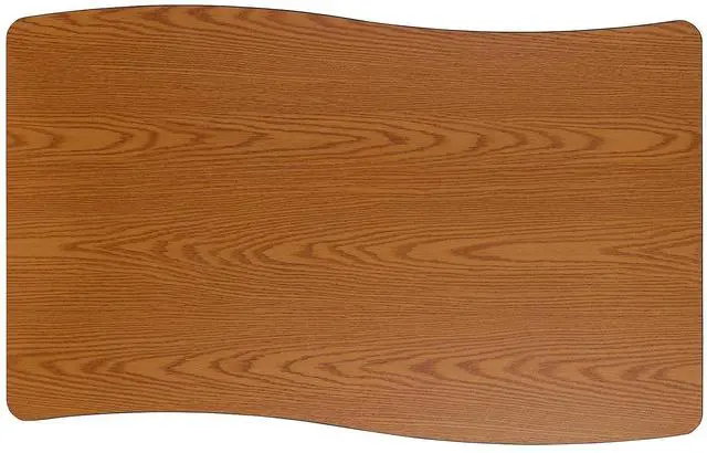 Alt view image 11 of 11 - 28"W x 47.5"L Rectangular Wave Flexible Collaborative Oak Finish Laminate Activity Table - Standard Height Adjustable Legs
