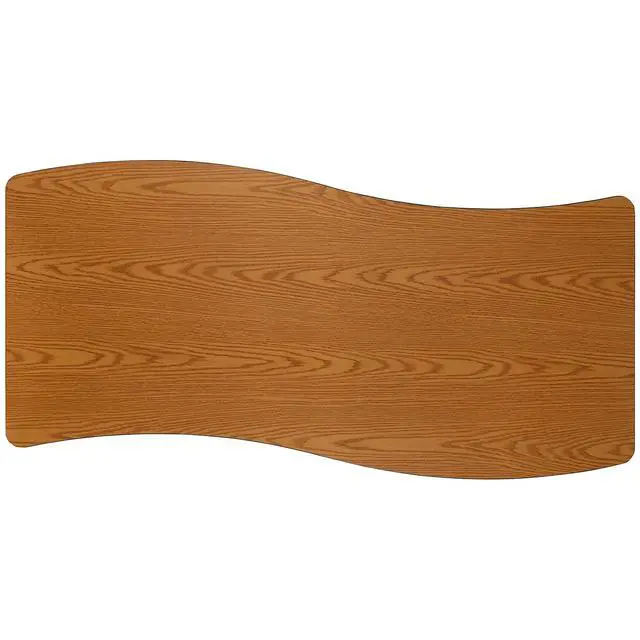 Alt view image 11 of 11 - 26"W x 60"L Rectangular Wave Flexible Collaborative Oak Thermal Laminate Activity Table - Height Adjustable Short Legs