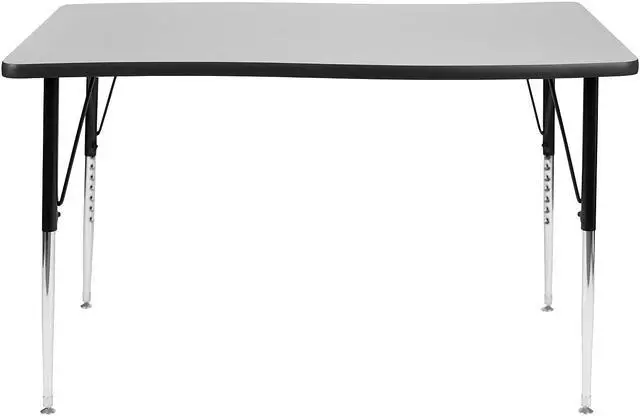 Alt view image 10 of 11 - 28"W x 47.5"L Rectangular Wave Flexible Collaborative Grey Thermal Laminate Activity Table - Standard Height Adjustable Legs