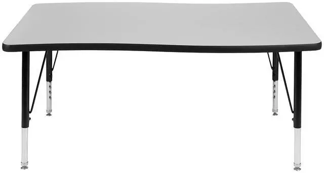Alt view image 10 of 11 - 28"W x 47.5"L Rectangular Wave Flexible Collaborative Grey Thermal Laminate Activity Table - Height Adjustable Short Legs