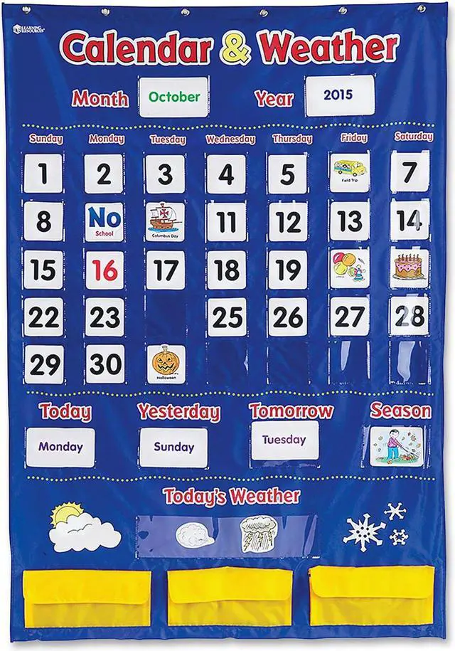 Alt view image 15 of 16 - LEARNING RESOURCES CALENDAR AND WEATHER POCKET CHART