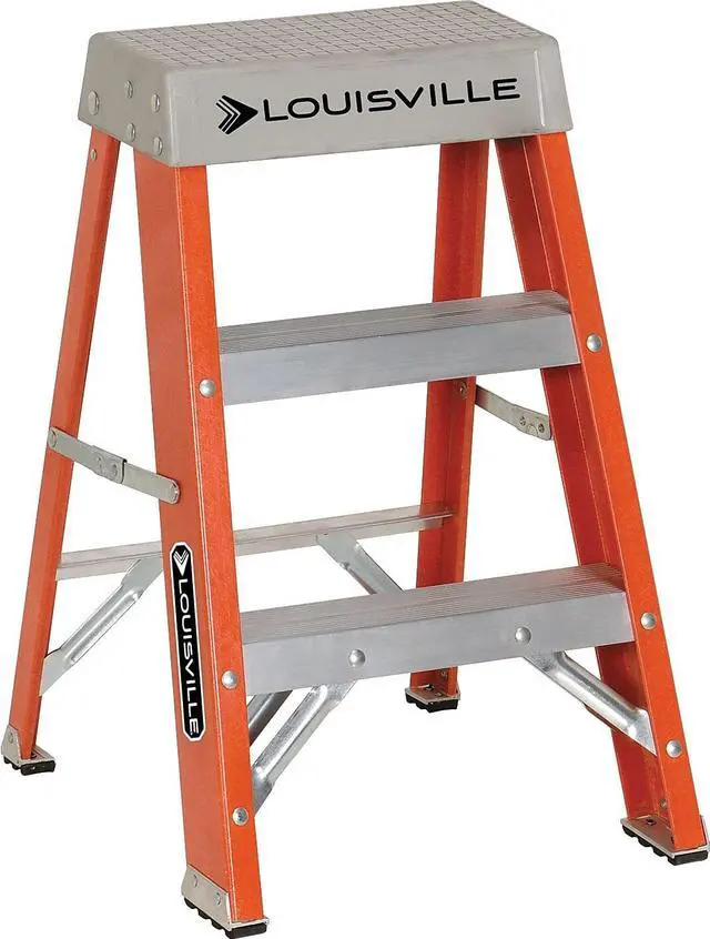 Alt view image 5 of 5 - Davidson Ladder - FS1502 - Fiberglass Heavy Duty Step Ladder, 28 3/8, 2-Step, Orange
