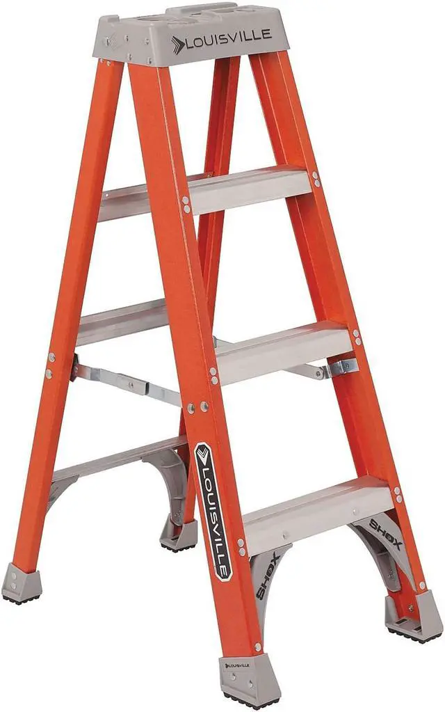Alt view image 20 of 20 - Louisville Fiberglass Heavy Duty Step Ladder 50" 3-Step Orange FS1504