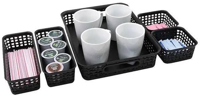 Alt view image 15 of 15 - Advantus Weave Bin Plastic 10-1/10"Wx13-2/5"Lx2-1/2"H 5/PK Black 37530