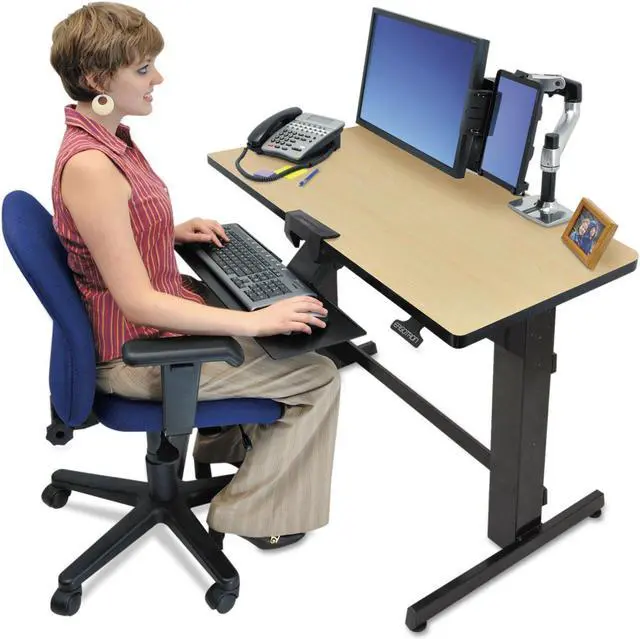 Alt view image 10 of 14 - Ergotron 24-271-928 WorkFit-D, Sit-Stand Adjustable-Height Desk - Birch Surface