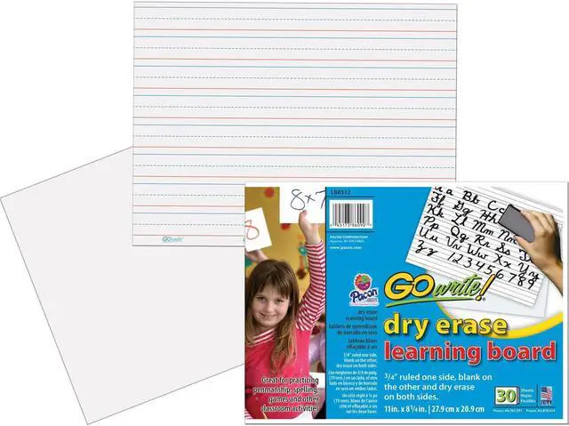 Alt view image 11 of 11 - GoWrite!® Dry Erase Learning Board - Dry-erase, Two-Sided, 3/4" Rule/Plain - 11" Width x 8.25" Height - White Surface - Rectangle - No - 30 / Pack