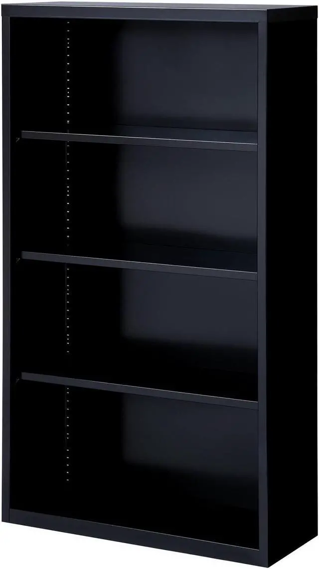Alt view image 13 of 15 - Lorell Steel Bookcase 4-Shelf 34-1/2"x12-5/8"x60" Black 41288