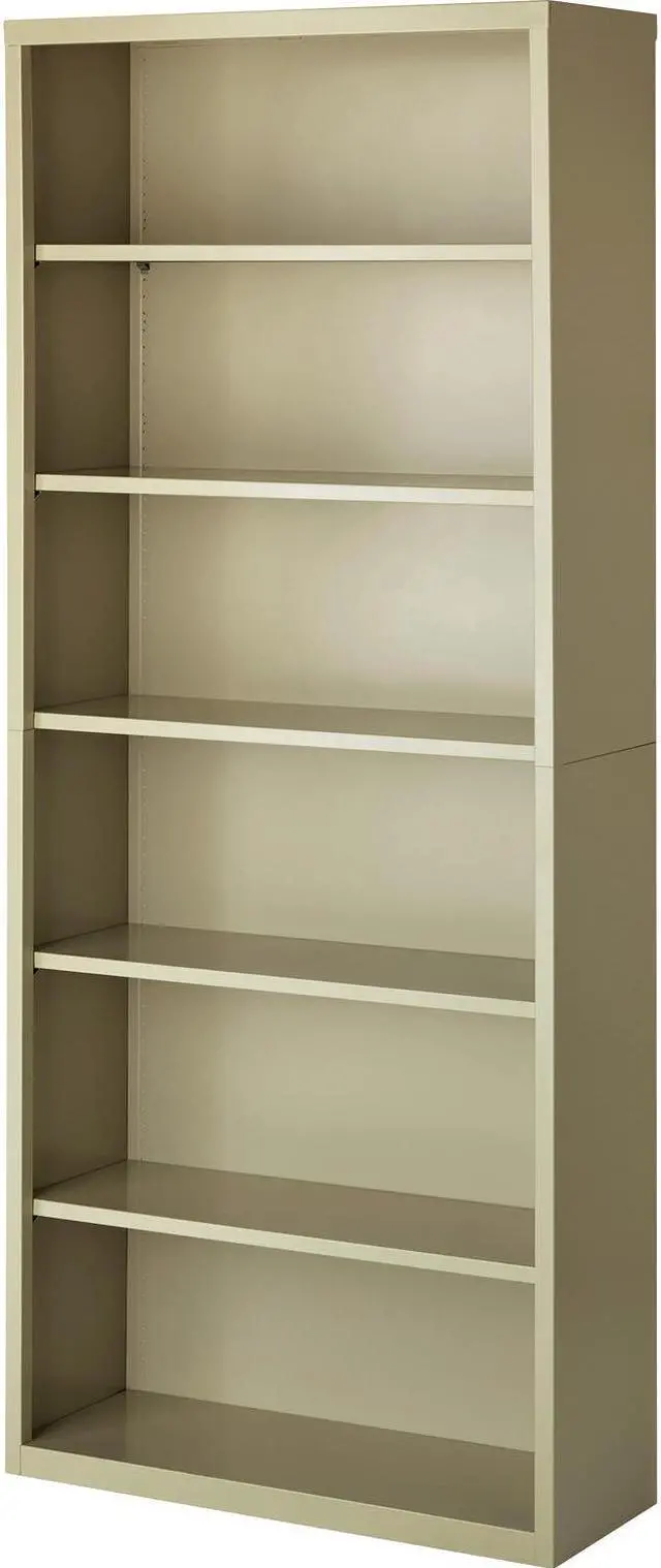 Alt view image 10 of 12 - Lorell Steel Bookcase 6-Shelf 34-1/2"x13"x82" Putty 41293