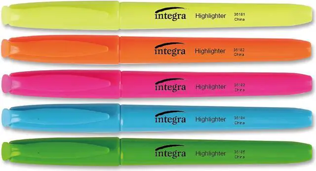 Alt view image 11 of 11 - Integra Pen Style Highlighter Chisel Tip 5 Color/ST Fluorescent AST 36180