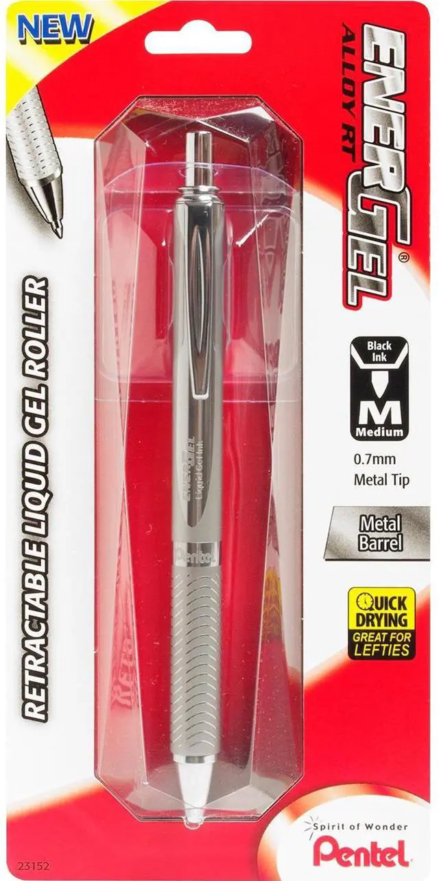 Alt view image 12 of 14 - Pentel EnerGel Alloy Retractable Liquid Gel Pen
Medium Pen Point Type - 0.7 mm Pen Point Size - Black Ink - Metallic Silver Barrel - 1 / Pack