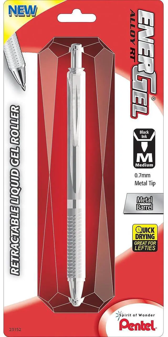 Alt view image 14 of 14 - Pentel EnerGel Alloy Retractable Liquid Gel Pen
Medium Pen Point Type - 0.7 mm Pen Point Size - Black Ink - Metallic Silver Barrel - 1 / Pack