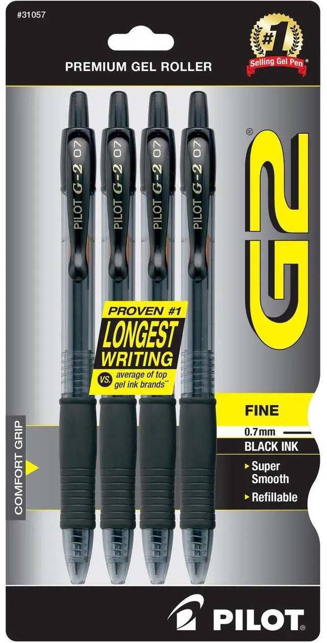 Alt view image 5 of 7 - Pilot Gel Pen Retractable Refillable Fine 4/PK Black 31057