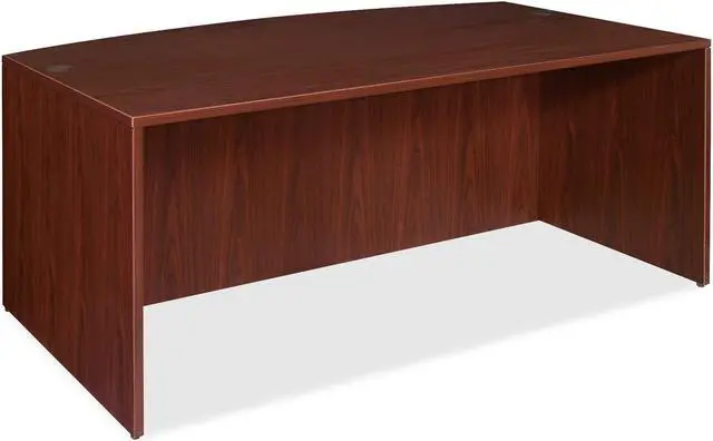 Alt view image 9 of 11 - Lorell Bowfront Desk Shell 72"x36"x29-1/2" Mahogany 69370