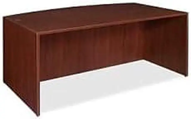 Alt view image 10 of 11 - Lorell Bowfront Desk Shell 72"x36"x29-1/2" Mahogany 69370