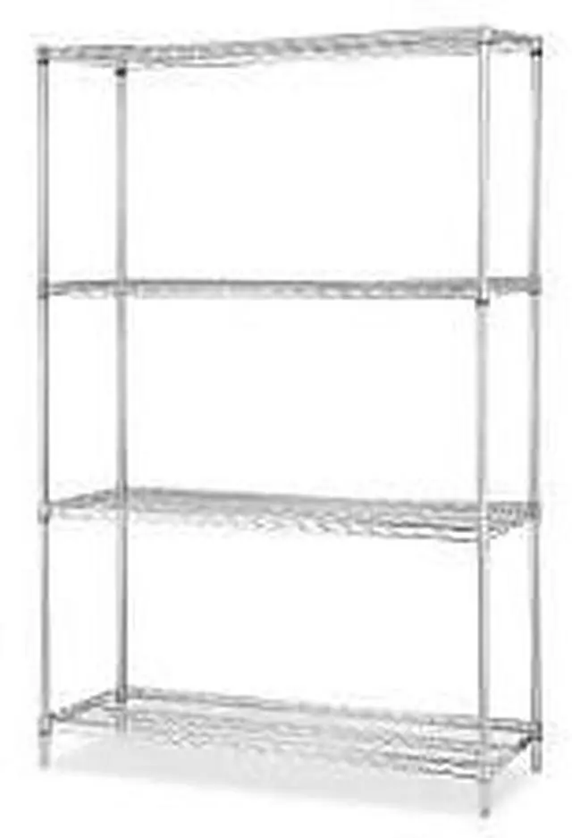 Alt view image 10 of 10 - Industrial Wire Shelving,Starter Kit,4 Shelf/Post,48"x18",CE