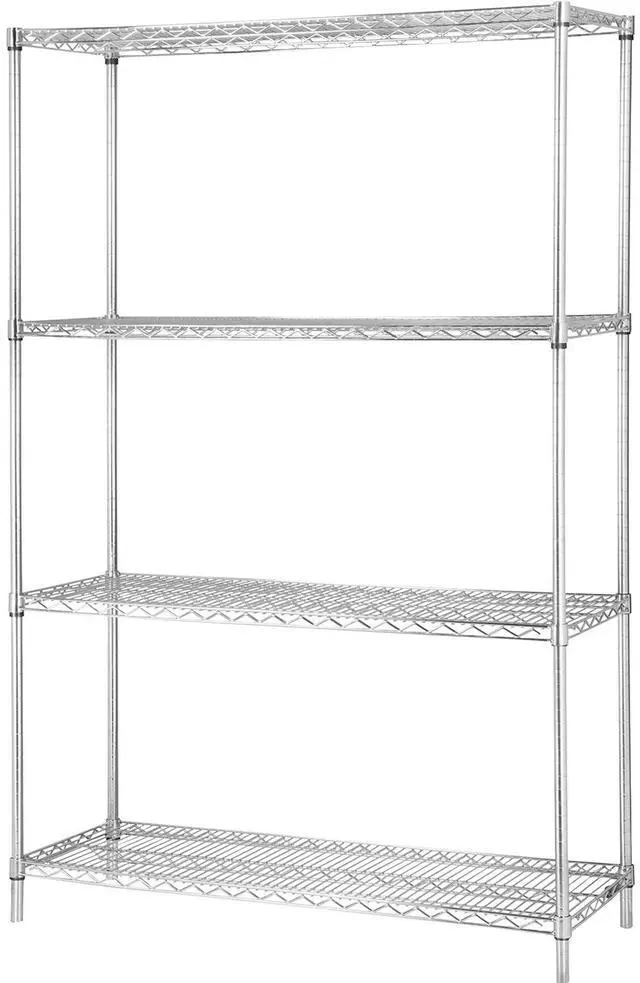 Alt view image 8 of 10 - Industrial Wire Shelving,Starter Kit,4 Shelf/Post,48"x18",CE