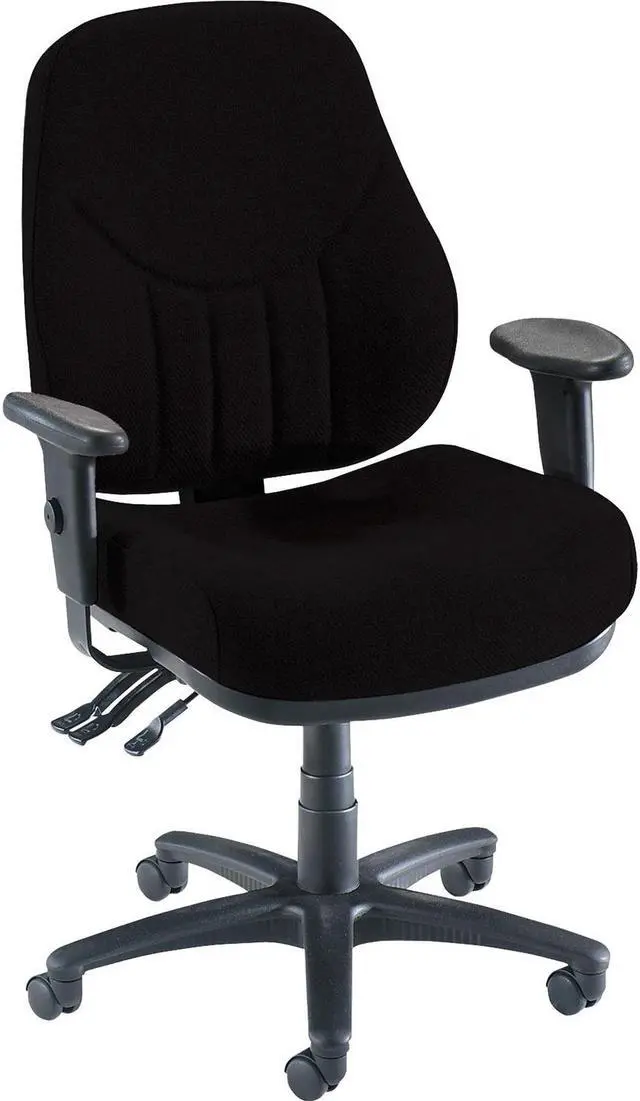 Alt view image 12 of 12 - Lorell Multi-Task Chair High-Back 26-7/8"x26"x39"to42-1/2" Black 81103