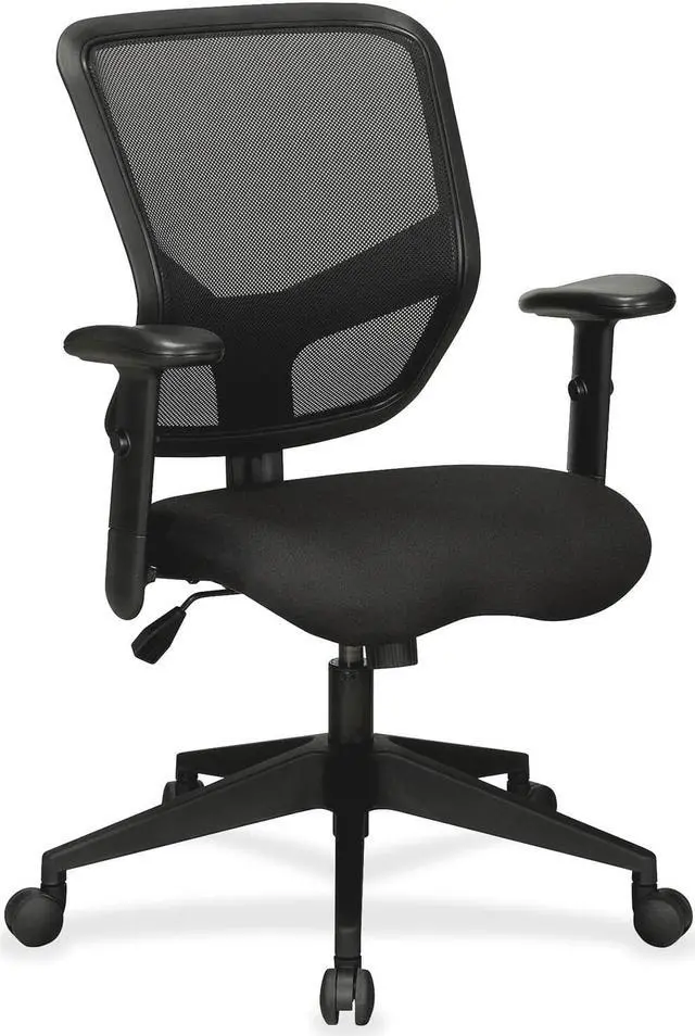 Alt view image 7 of 8 - Lorell Exec Mid-Back Chair 26-1/2"x28"x25-3/4" BK 84565