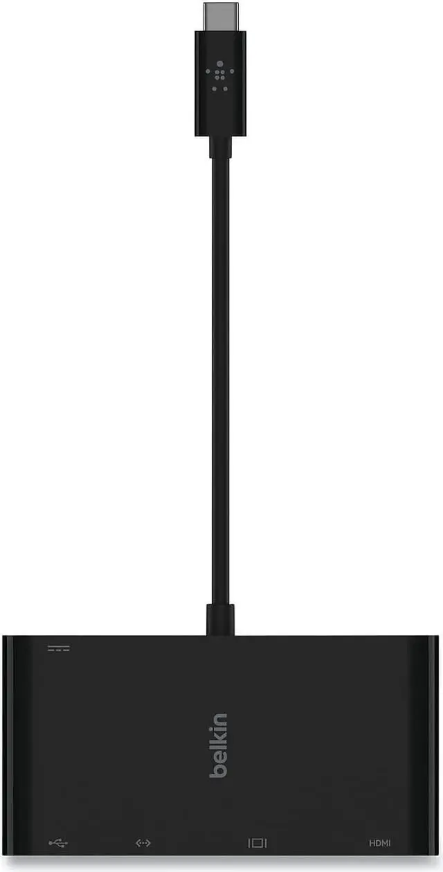 Alt view image 3 of 6 - Belkin AVC004BK-BL USB-C Multimedia + Charge Adapter for Notebook - 100 W - USB Type C - 1 x USB 3.0 - USB Type-C - Network (RJ-45) - HDMI - VGA - Wired