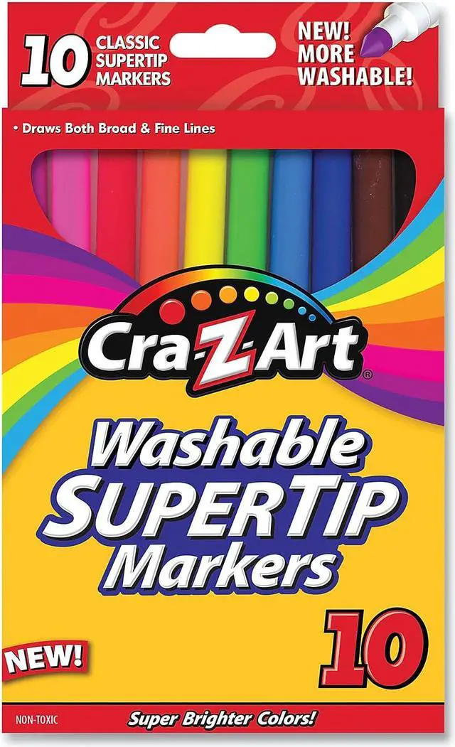 Alt view image 2 of 2 - Washable SuperTip Markers Fine/Broad Bullet Tips Assorted Colors 10/Set 1007348