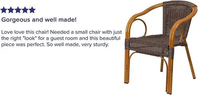 Alt view image 17 of 20 - Flash Furniture Cadiz Series Bamboo Patio Chair Dark Brown Rattan/Red Bamboo-Aluminum Frame 3 Pack (3SDAAD632009D2)