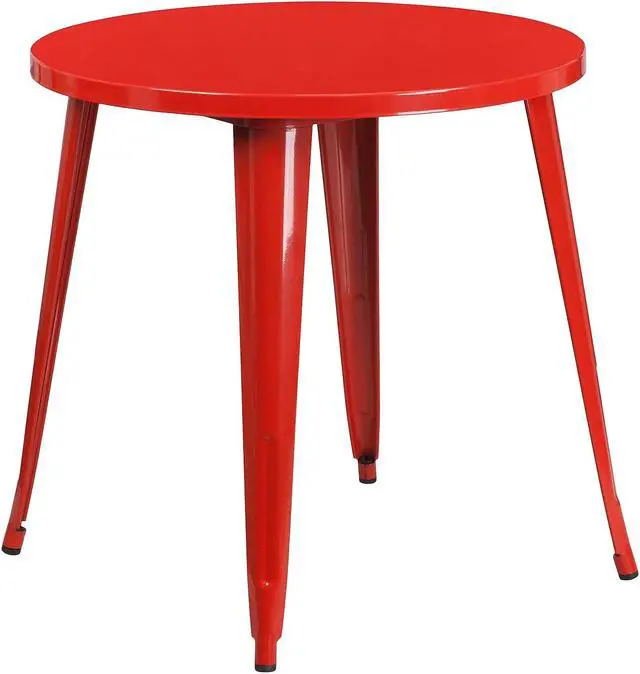 Alt view image 17 of 18 - Flash Furniture Baker Indoor-Outdoor 30" Round Table Set with 2 Cafe Chairs Red (CH519TH218CRED)