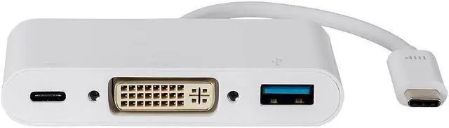 Alt view image 9 of 9 - Monoprice USB-C DVI Multiport Adapter - White, With USB 3.0 Connectivity & Mirror Display Resolutions Up To 1080p @ 60hz - Select Series