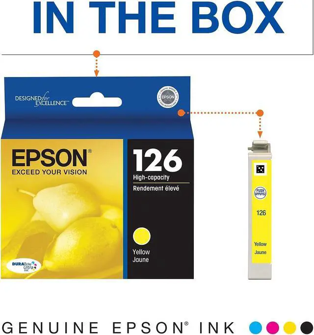 Alt view image 2 of 5 - Epson 126 Yellow Ink Cartridge High Yield (T126420) 899055