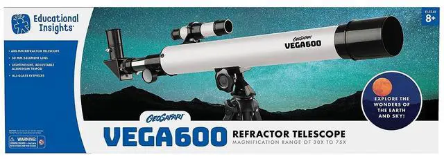 Alt view image 13 of 13 - Educational Insights 5248 GeoSafari Vega 600 Telescope 2 Elements - 30x to 150x Magnification - 50 mm Aperture - 600 mm Focal Length - Silver