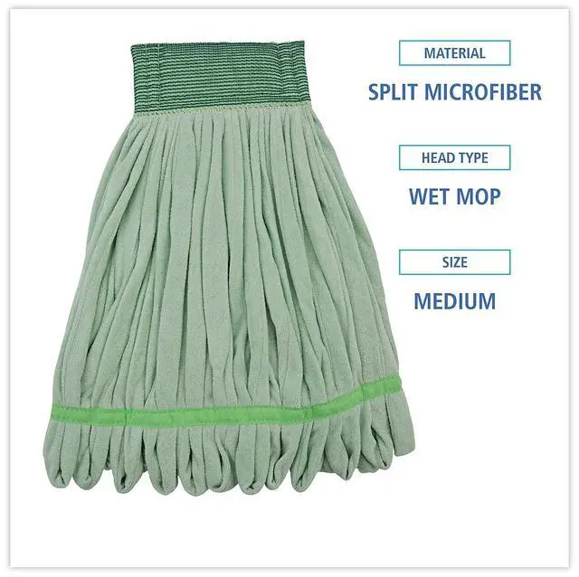 Alt view image 11 of 15 - Boardwalk - BWKMWTMGCT - Microfiber Looped-End Wet Mop Heads, Medium, Green, 12/Carton